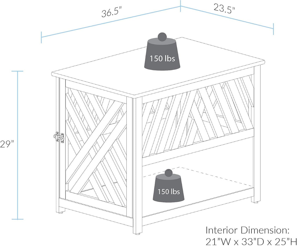 Casual Home Wooden Lattice Pet Crate, End Table, Espresso