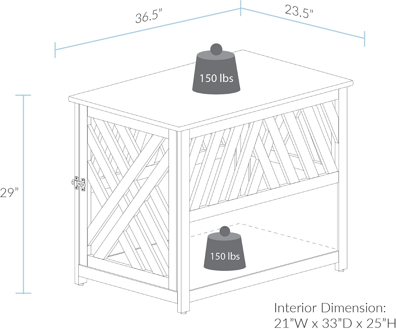 Casual Home Wooden Lattice Pet Crate, End Table, Espresso
