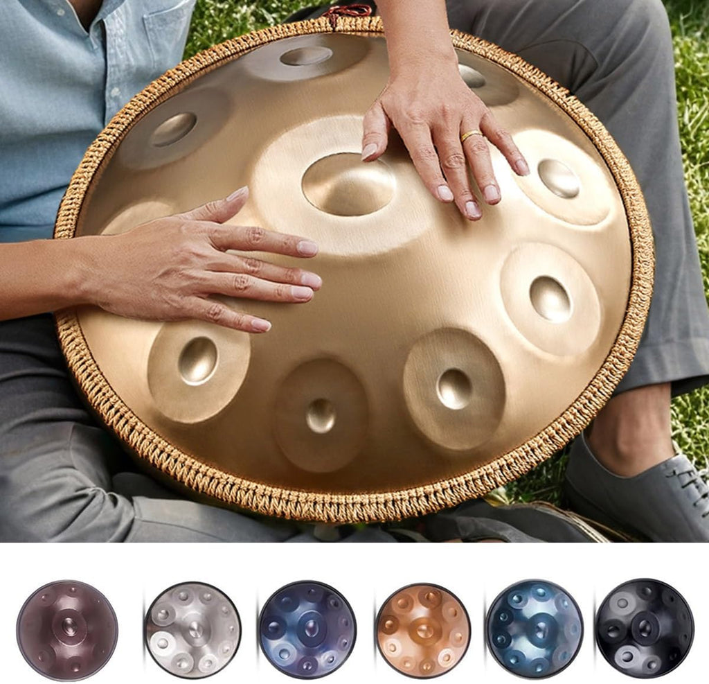 Hand Pan Drum 440hz/432hz Adults Handpan Drum Instrument in D Minor 9/10/12 Notes Steel Handpan with Soft Hand Pan Bag Mallets Bracket 22 Inches(Deep purple,432HZ/9Note)