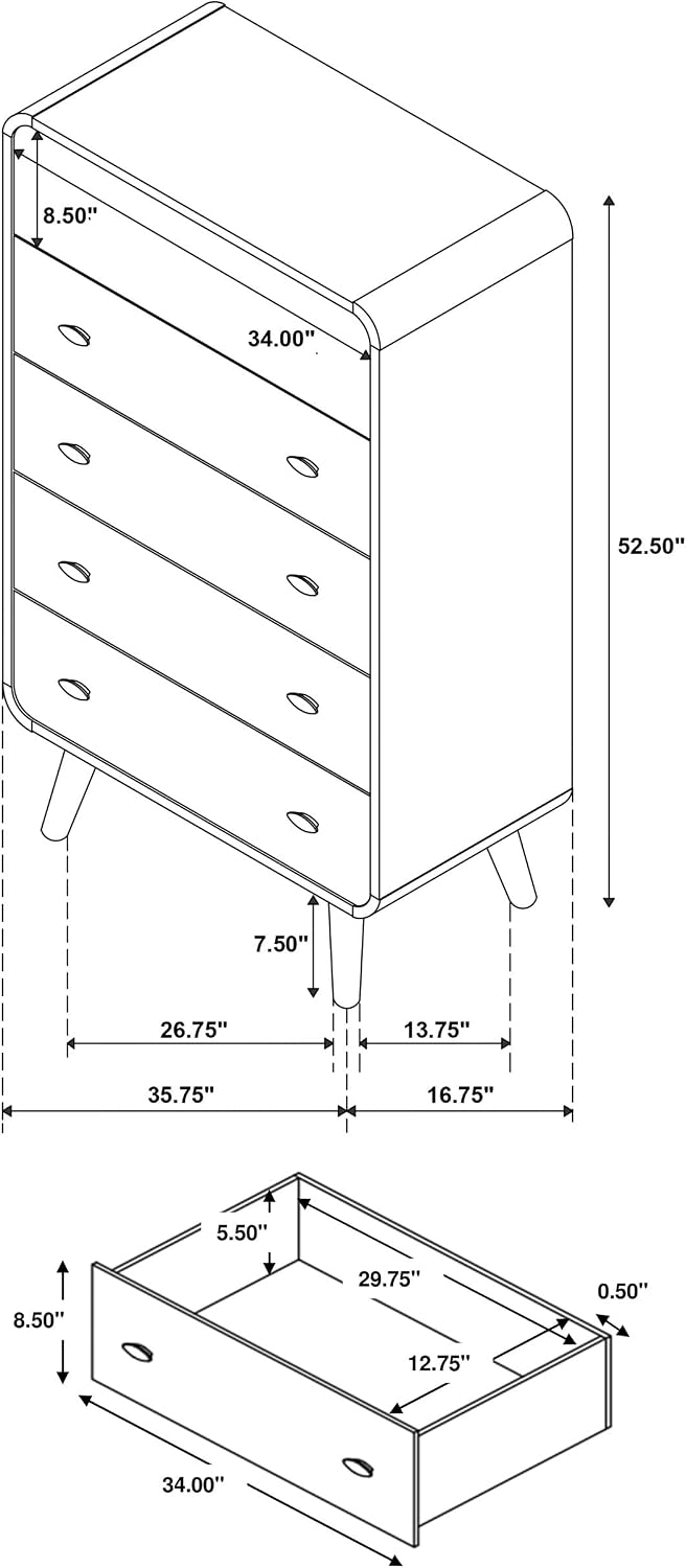 Coaster Home Furnishings Robyn 5-Drawer Bedroom Chest of Drawers Light Ash