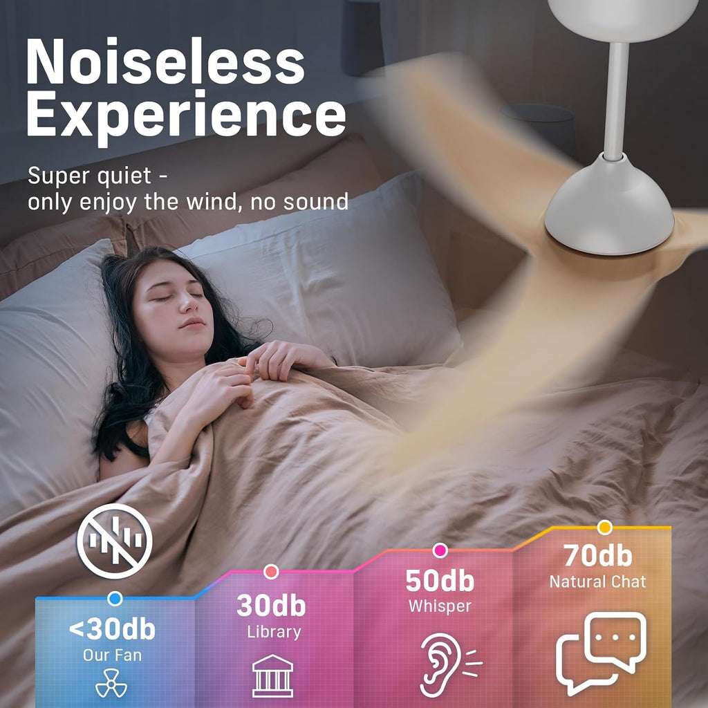 Ceiling Fans with Lights, Flush Mount Ceiling Fan with Light and Remote, LED Dimmable, 6 Speeds, Quiet Reversible Motor, Modern Ceiling Fan with Light for Indoor/Outdoor (Wood, 42 inch + 56 inch)