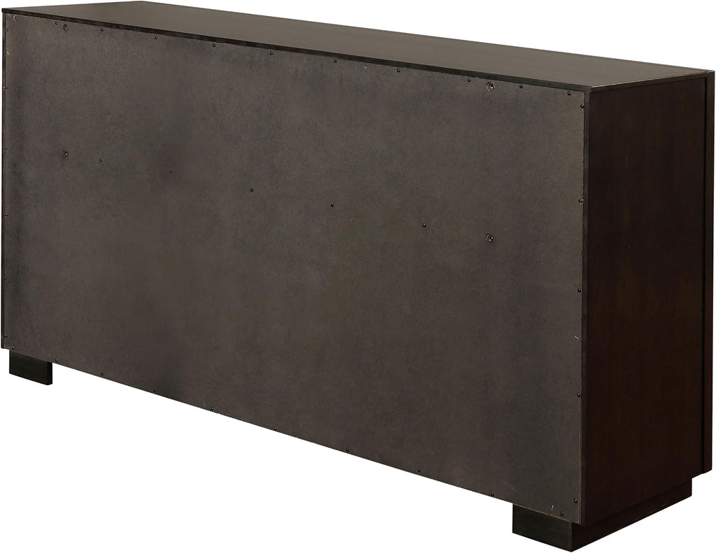 Coaster Home Furnishings - Durango - Wood - 8-Drawer Dresser with Metallic Pulls, Metal Extension Glide, and Felt-Lined Top, Contemporary Style - Smoked Peppercorn - 223263