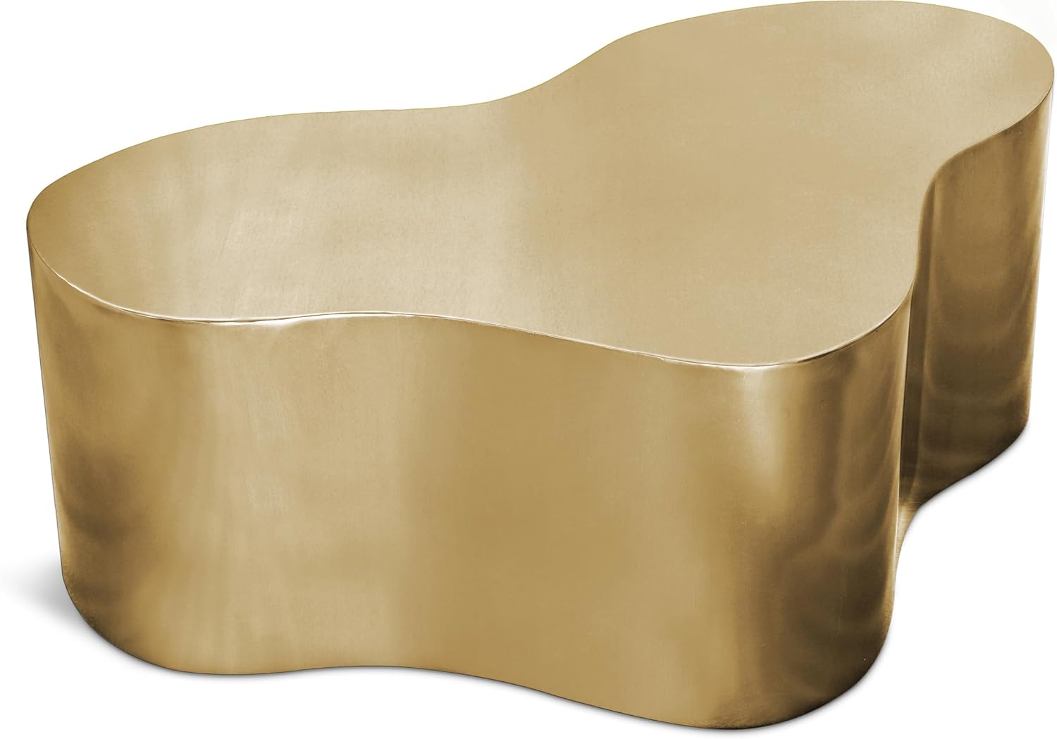 Meridian Furniture 238Gold-C Tevere Collection Modern | Contemporary Coffee Table with Brushed Metal, Unique Shape, 39' W x 24' D x 14.5' H, Gold