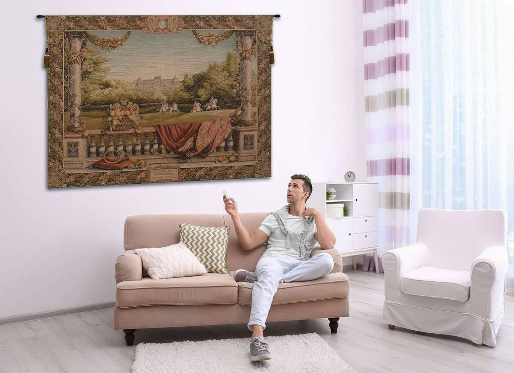 C Charlotte Home Furnishings Inc Terrasse Au Chateau I French Tapestry Wall Hanging 43 X 58 Inch Viscose Cotton And Polyester Blend Wall Art Perfect For Home Decor And Wall Decor