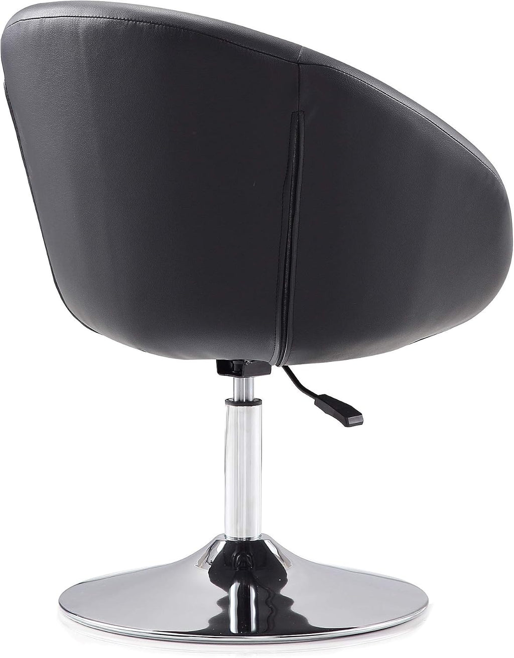 Manhattan Comfort Hopper Adjustable Swivel Accent Chair with 360° Turn, Upholstered Seat, Polished Chrome Base, Modern Bowl Design for Home Office and Living Room, Black