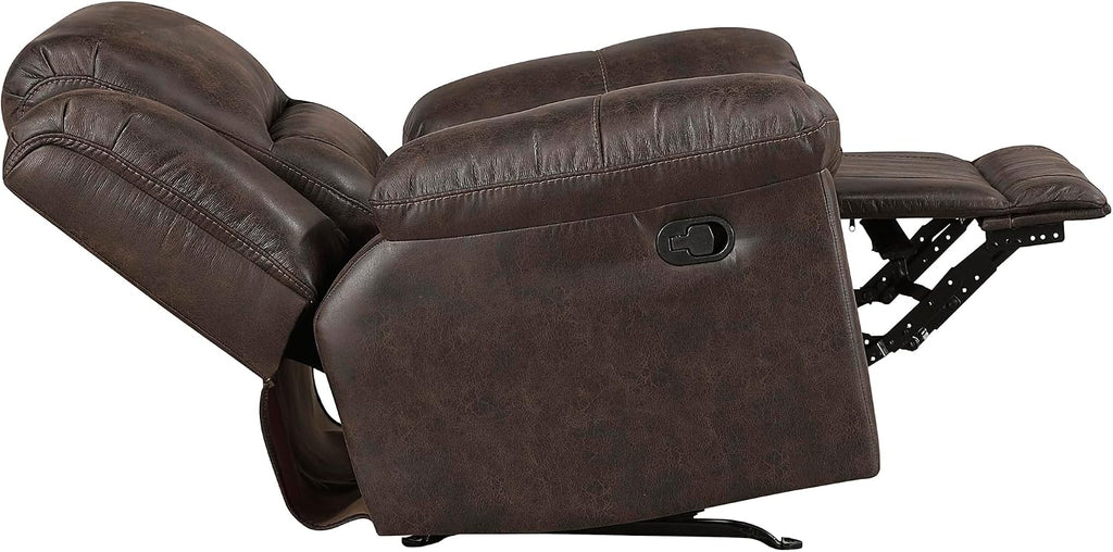 Lexicon Rocker Recliner Chair for Living Room, Wall Hugger Manual Recliner Chairs, Textured Microfiber Upholstered Rocking Reclining Chair, Home Theater Seating, Required Assembly, Dark Brown