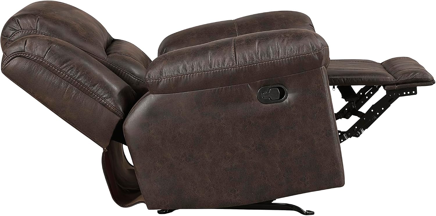 Lexicon Rocker Recliner Chair for Living Room, Wall Hugger Manual Recliner Chairs, Textured Microfiber Upholstered Rocking Reclining Chair, Home Theater Seating, Required Assembly, Dark Brown