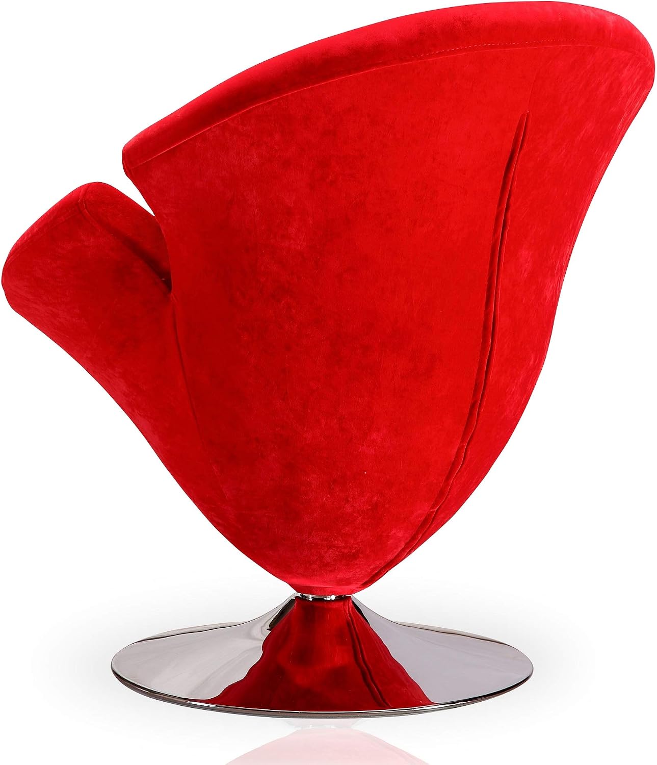 Manhattan Comfort Tulip Swivel Accent Chair with 360° Turn, Modern Flower Inspired Design, Soft Velvet Upholstery, Polished Chrome Base, No Assembly Required, 300 Lbs Capacity, Red