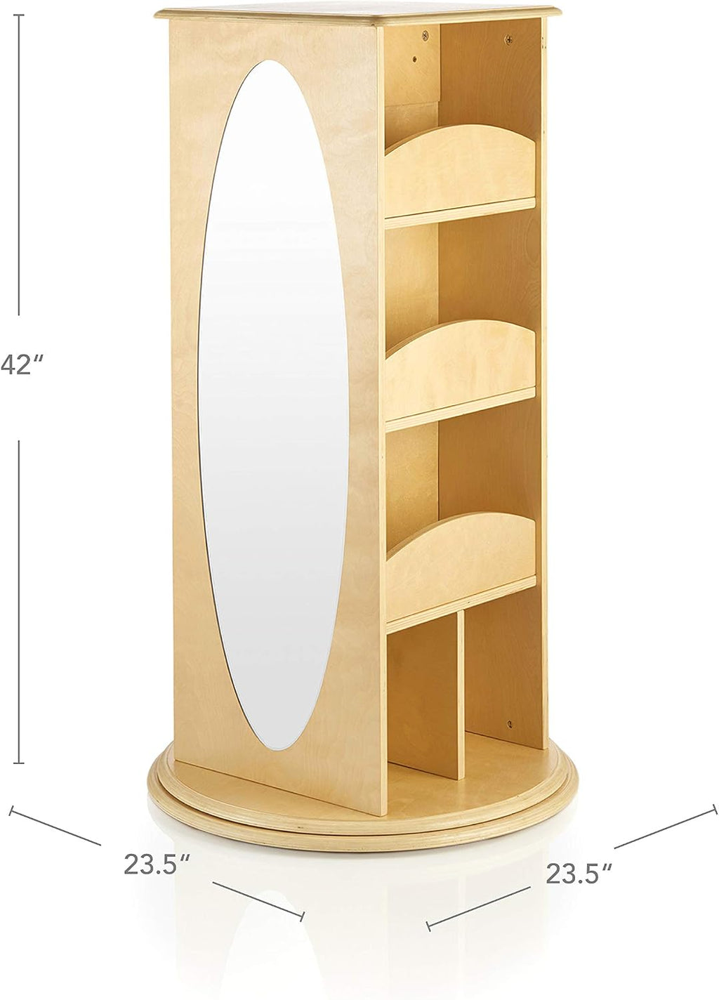 Guidecraft Rotating Dress Up Storage - Natural: Kids' Pretend Play Storage Shelves and Hangers with 2 Mirrors & Hooks - Toys and Clothes Organizer for Toddlers Playroom