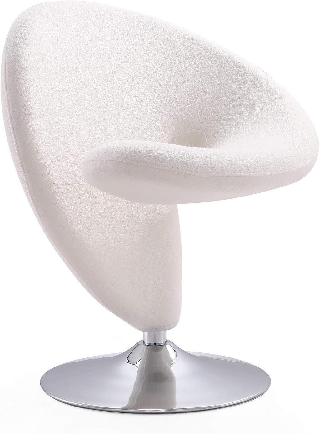 Manhattan Comfort Curl Swivel Accent Chair Set of 2 with 360° Turn, Fully Assembled, Upholstered in Wool Blend, Modern Ergonomic Design with Polished Chrome Base, Living Room & Office, Set of 2, Cream