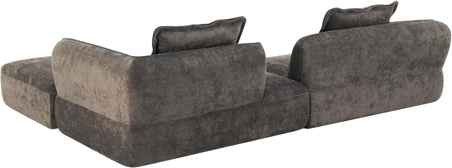 Christopher Knight Home Zacha 121' Modular L-Shape Sofa Couch with Chaise Lounge, Modern Boneless Sofa for Living Room, Fabric Upholstered Cloud Couch with Deep Seat, Dark Brown