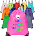 Custom Bags With Your Logo Set of 100 Custom Backpack Draw String Bags Pack Bulk for Travelling Swimming Gym Everyday Use (Peach)