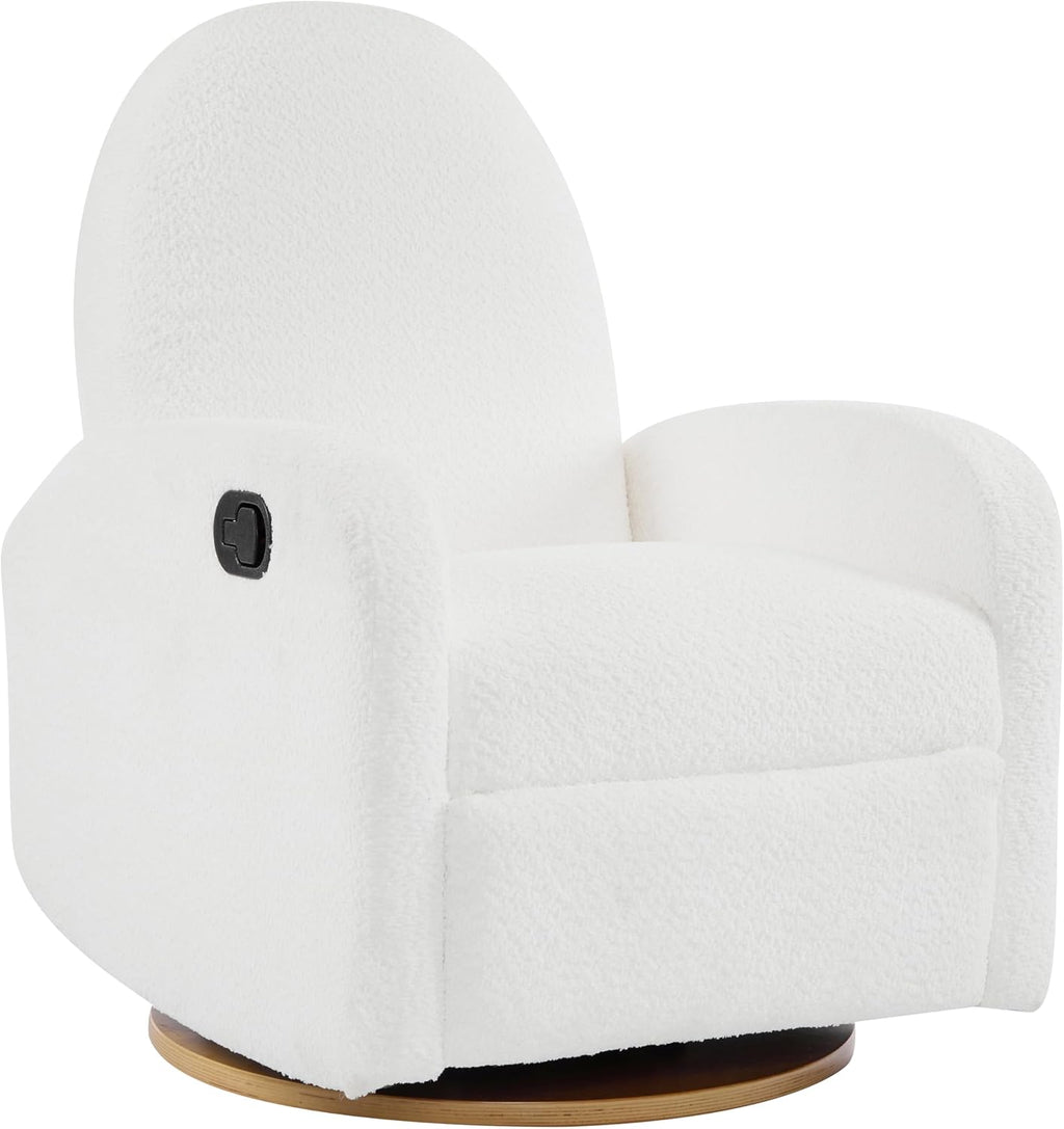 Christopher Knight Home Sidney Boucle Fabric Upholstered 360° Swivel Chair, Push-Back Recliner, Solid Wood Glider Recliner with Rotation, Living Room Lounge Chair, Adjustable Backrest, Milky White