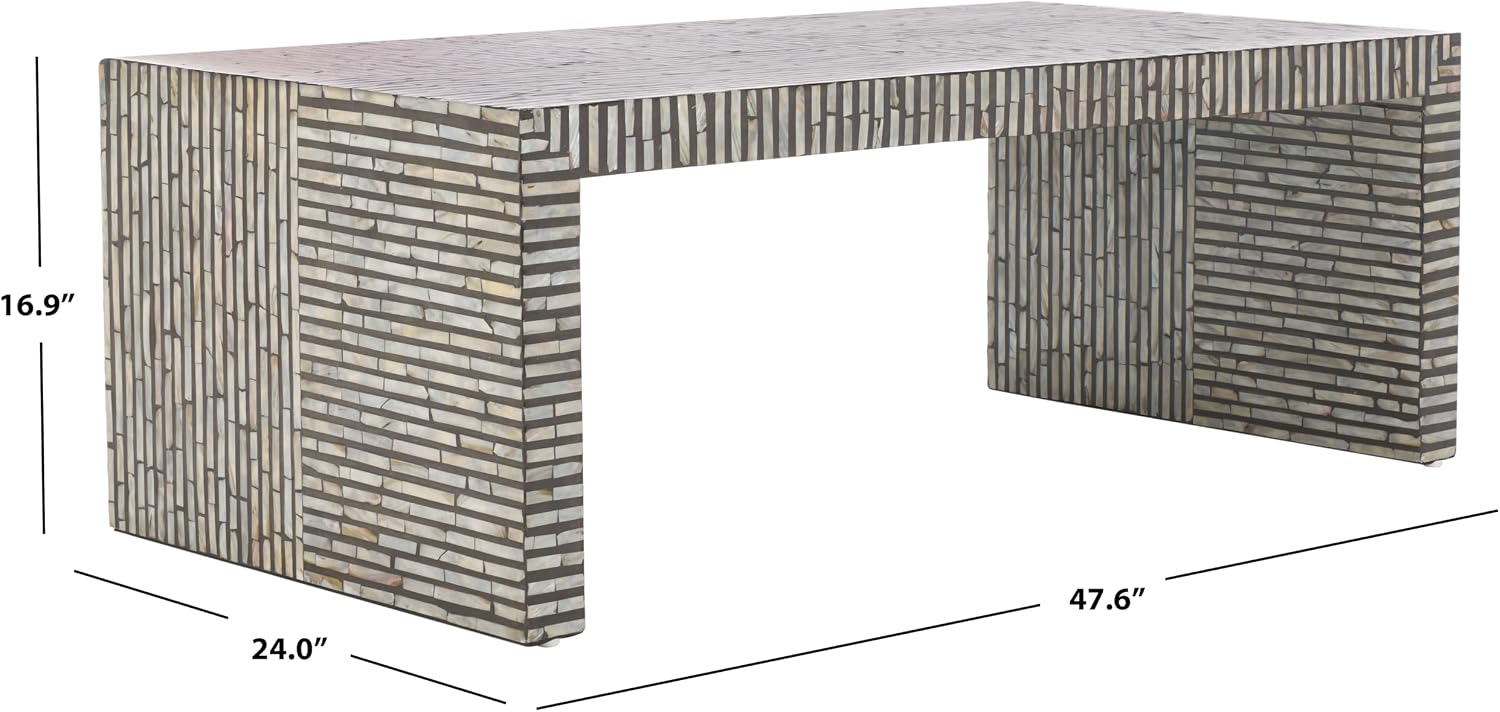 SAFAVIEH Home Collection Hamza Black Mother of Pearl Rectangle Coffee Table (Fully Assembled)