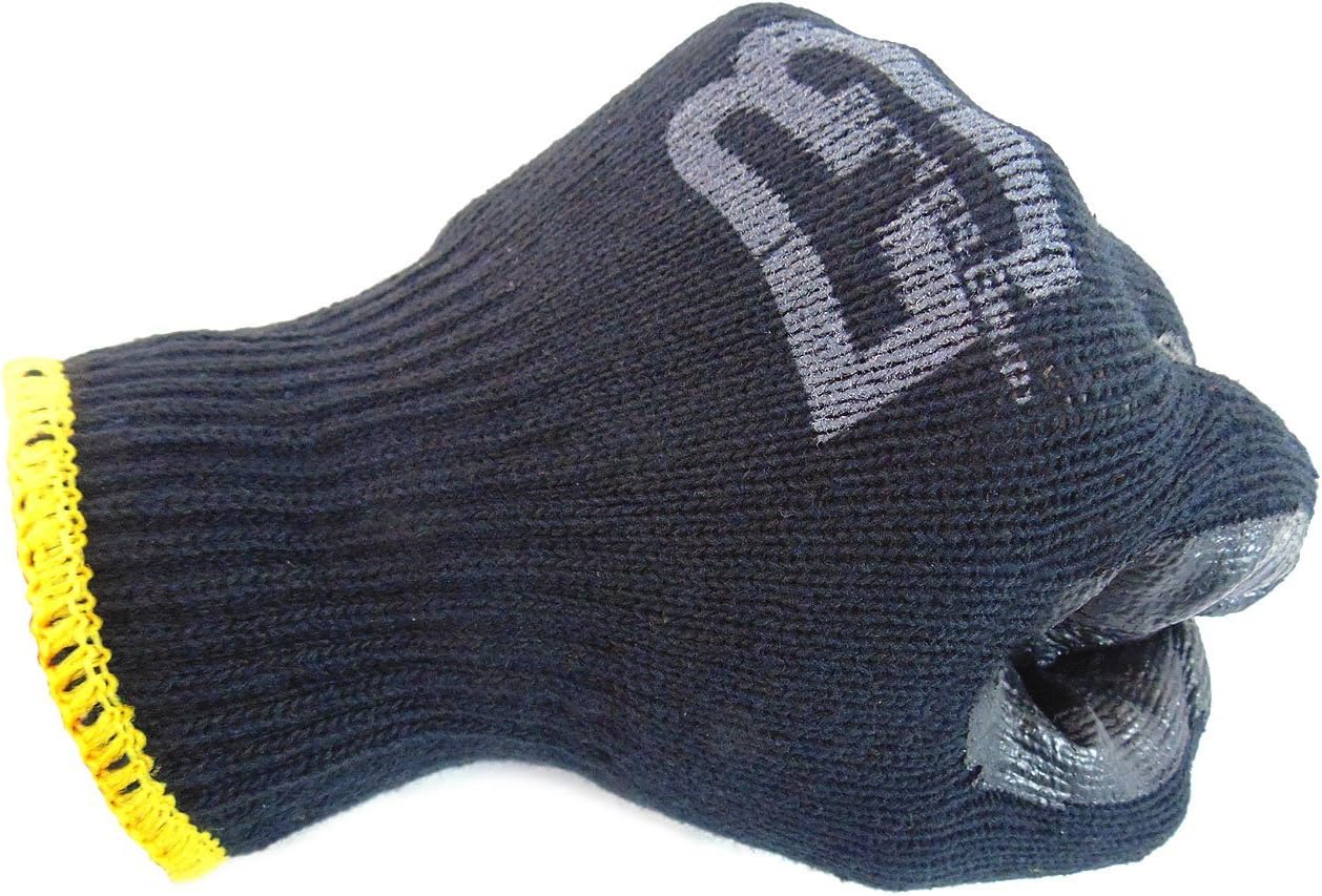 Heavy Duty Premium Knit Latex Palm Gloves, Double Dipped Coating, Black/Black (BGEBBLK,300)