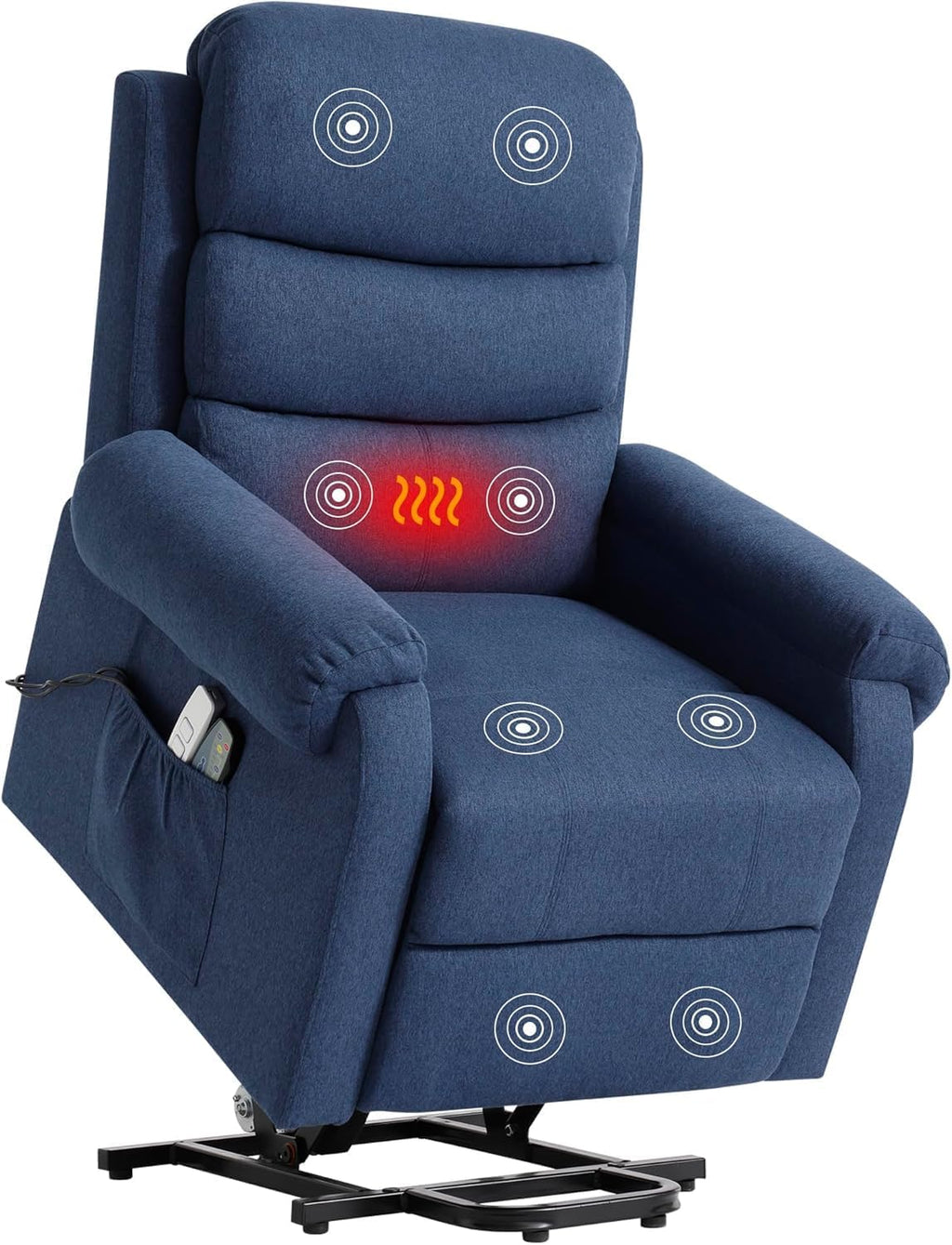 LOUVIXA Power Lift Recliner Chair Recliners for Elderly with Heat and Massage Recliner Chair for Living Room with Infinite Position and Side Pocket, USB Charge Port (Dark Blue)