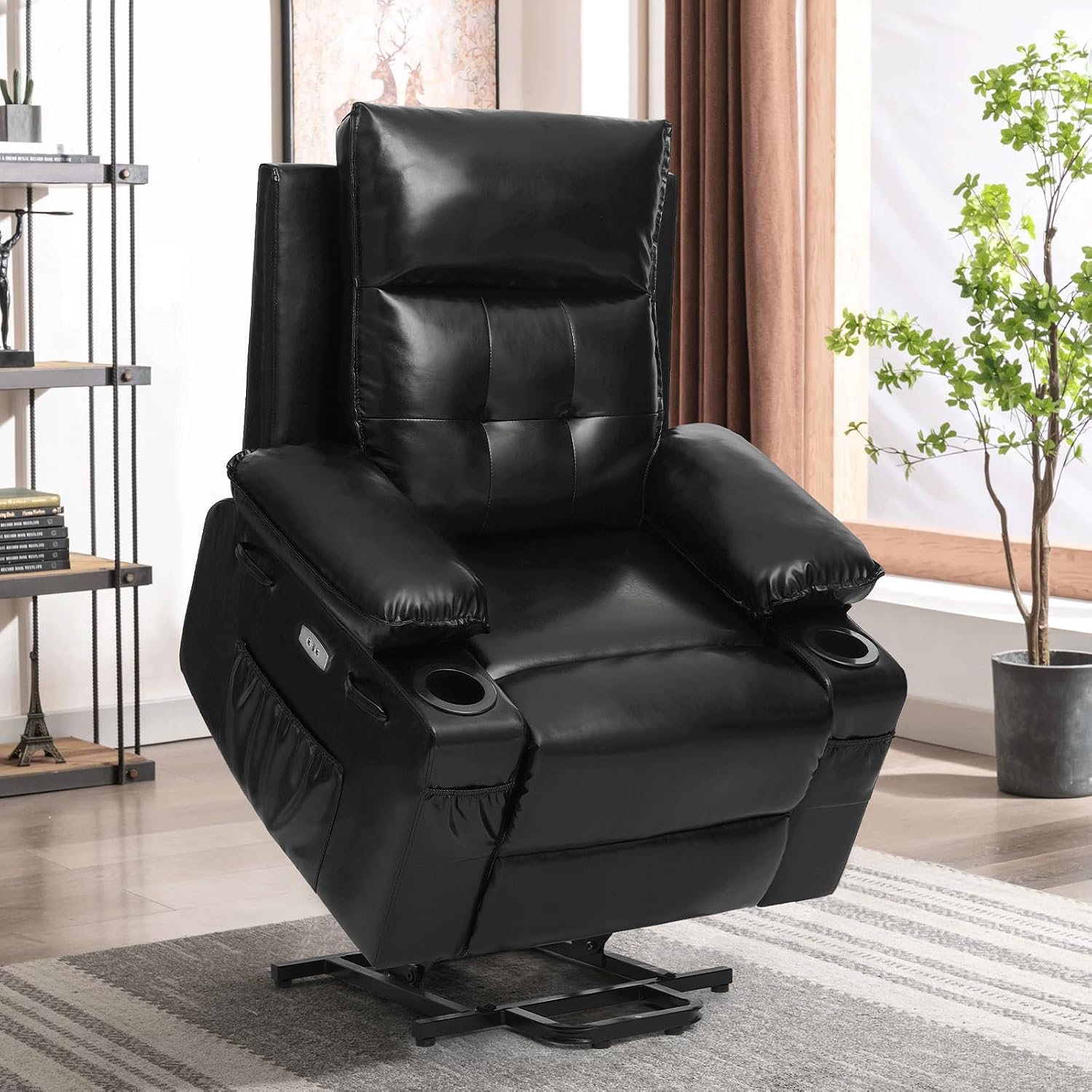 Polar Aurora Power Lift Chair for Elderly,Electric Recliner Chair with Vibrating Massage & Heating,Living Room Chair with Thickened armrest,USB Ports,2 Cup Holders