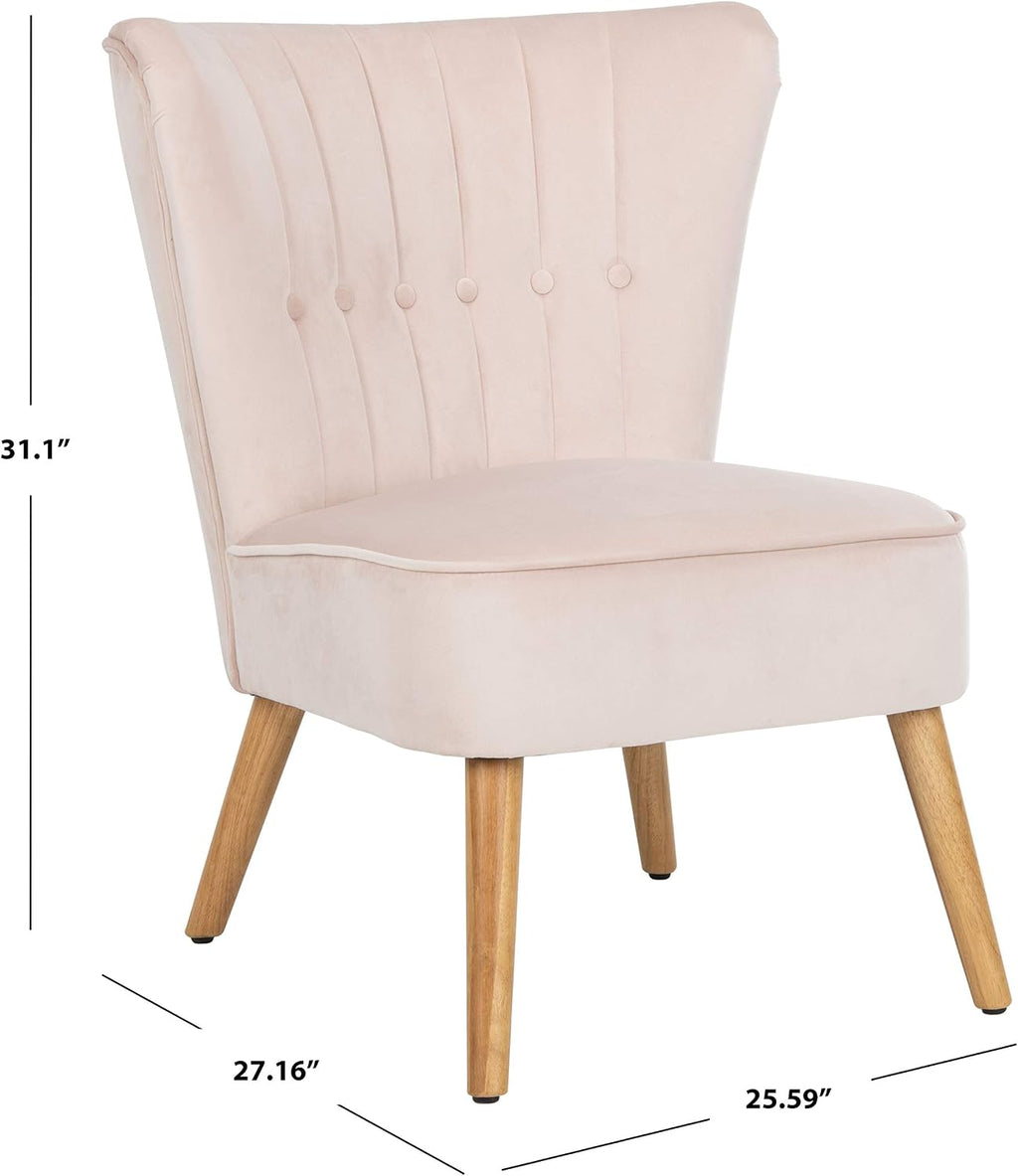 Safavieh Home June Retro Glam Blush Pink Velvet and Natural Accent Chair