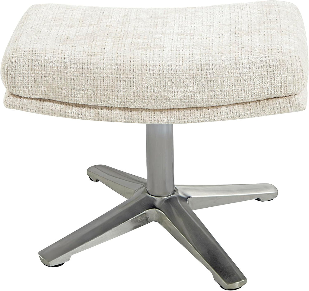 Lexicon 360 Degree Swivel Accent Chair with Ottoman, Chenille Upholstered Swivel Lounge Chair with Armrest, Criss-Cross Legs and Footstool for Living Room/Office/Bedroom, Beige