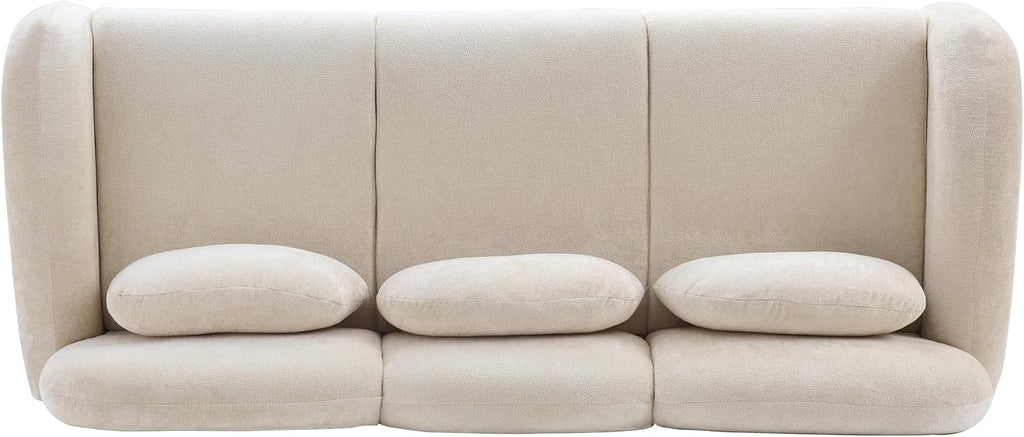 Christopher Knight Home Perla Modern Fabric Upholstered 3 Seater Sofa Couch with Pillow, Wooden Home Sofa Living Room, Comfy Cloud Couch for Bedroom, Apartment, Home Office, Light Beige