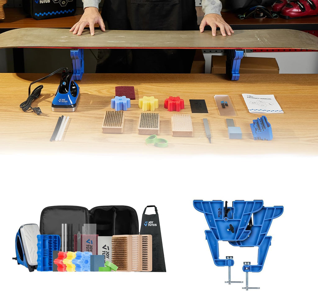 JOYTUTUS Professional Ski Snowboard Wax Tuing Kit with 2 Pcs Snowboard Tuning Vise