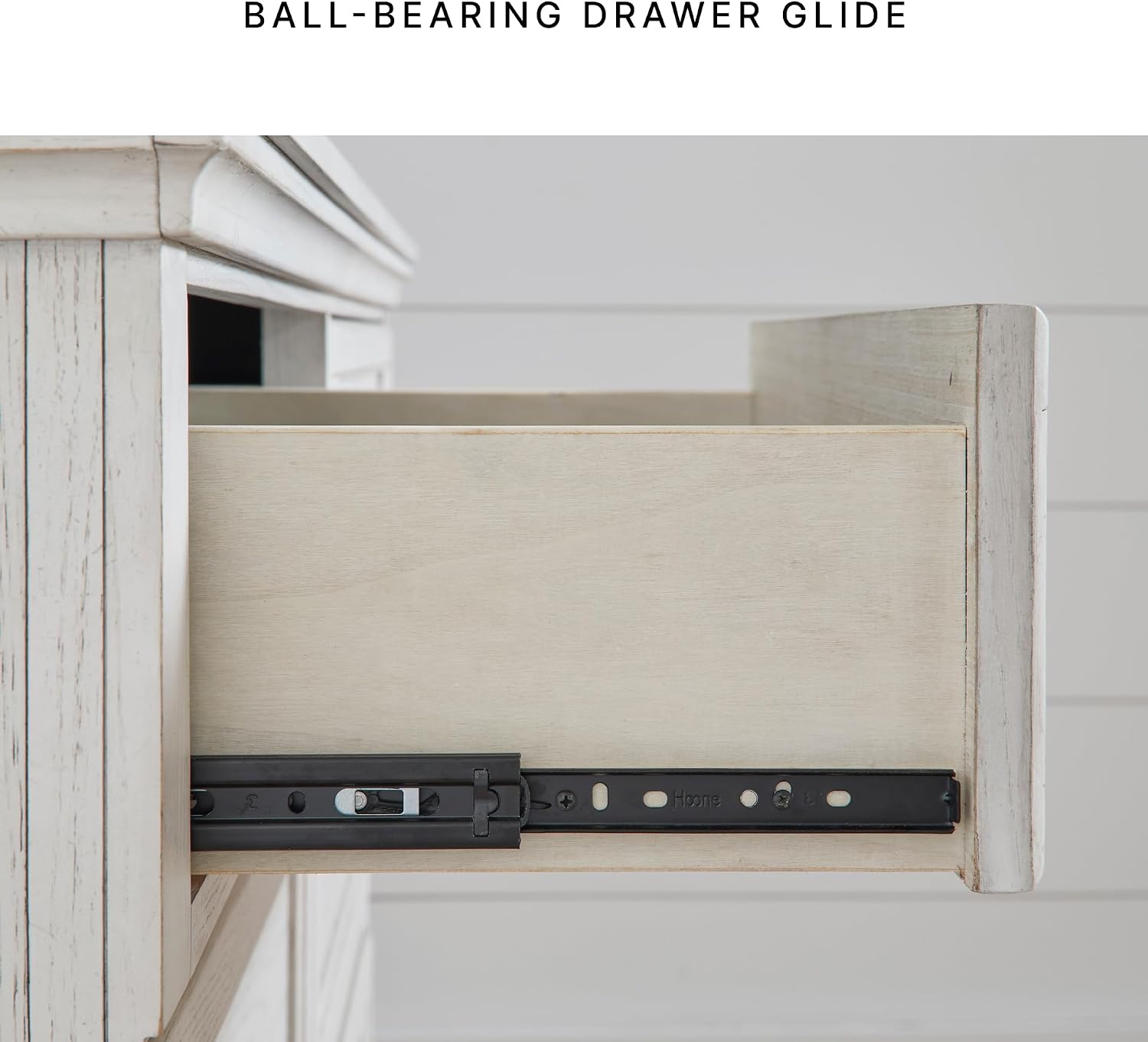 Signature Design by Ashley Dressonni Farmhouse 6-Drawer Dresser with Beveled Edge and Felt Lining, Light Brown