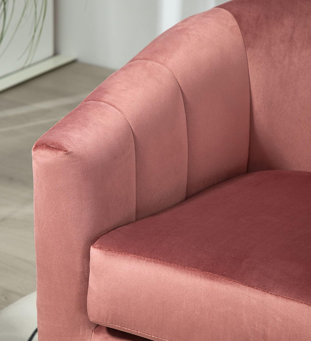 Container Furniture Direct Velvet Modern Accent Armchair - Luxury Gold Frame | Versatile Seating for Living Room, Bedroom, Office, Rose