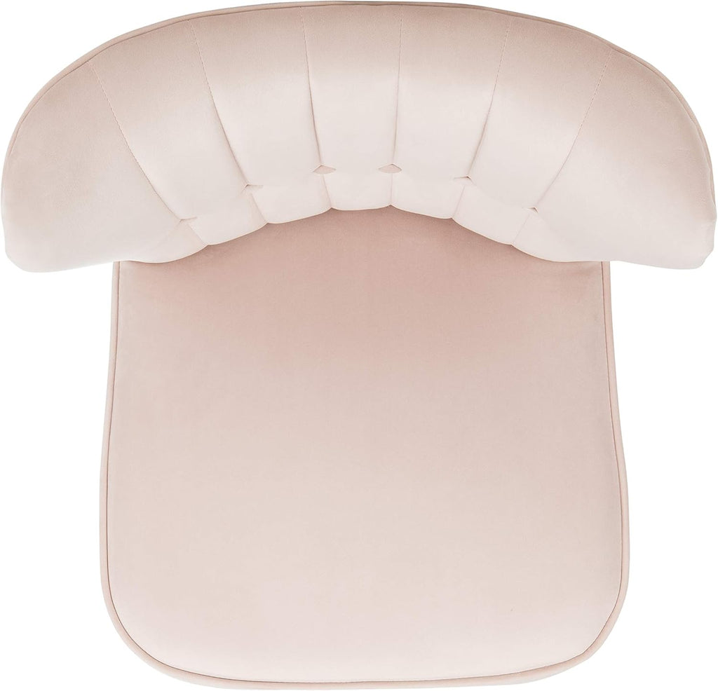 Safavieh Home June Retro Glam Blush Pink Velvet and Natural Accent Chair