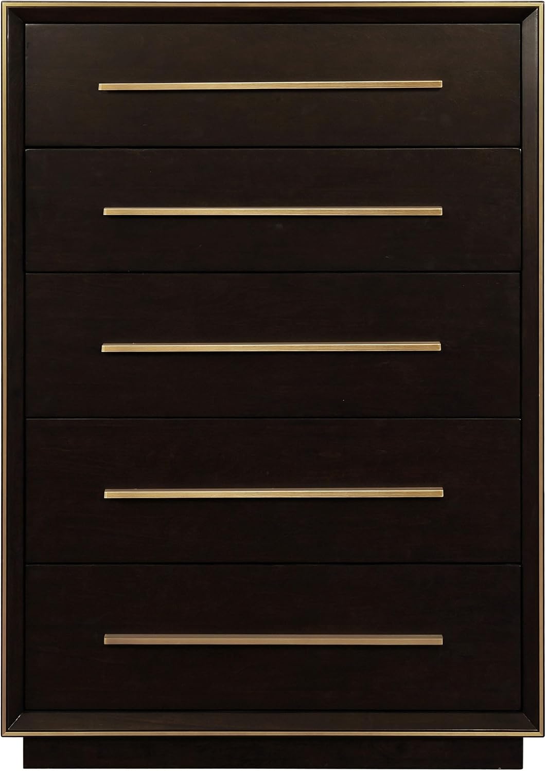 Coaster Home Furnishings - Durango - Wood - 5-Drawer Chest with Gold Accents, Linear Handles and Floating Base - Contemporary - Bedroom - Smoked Peppercorn - 223265