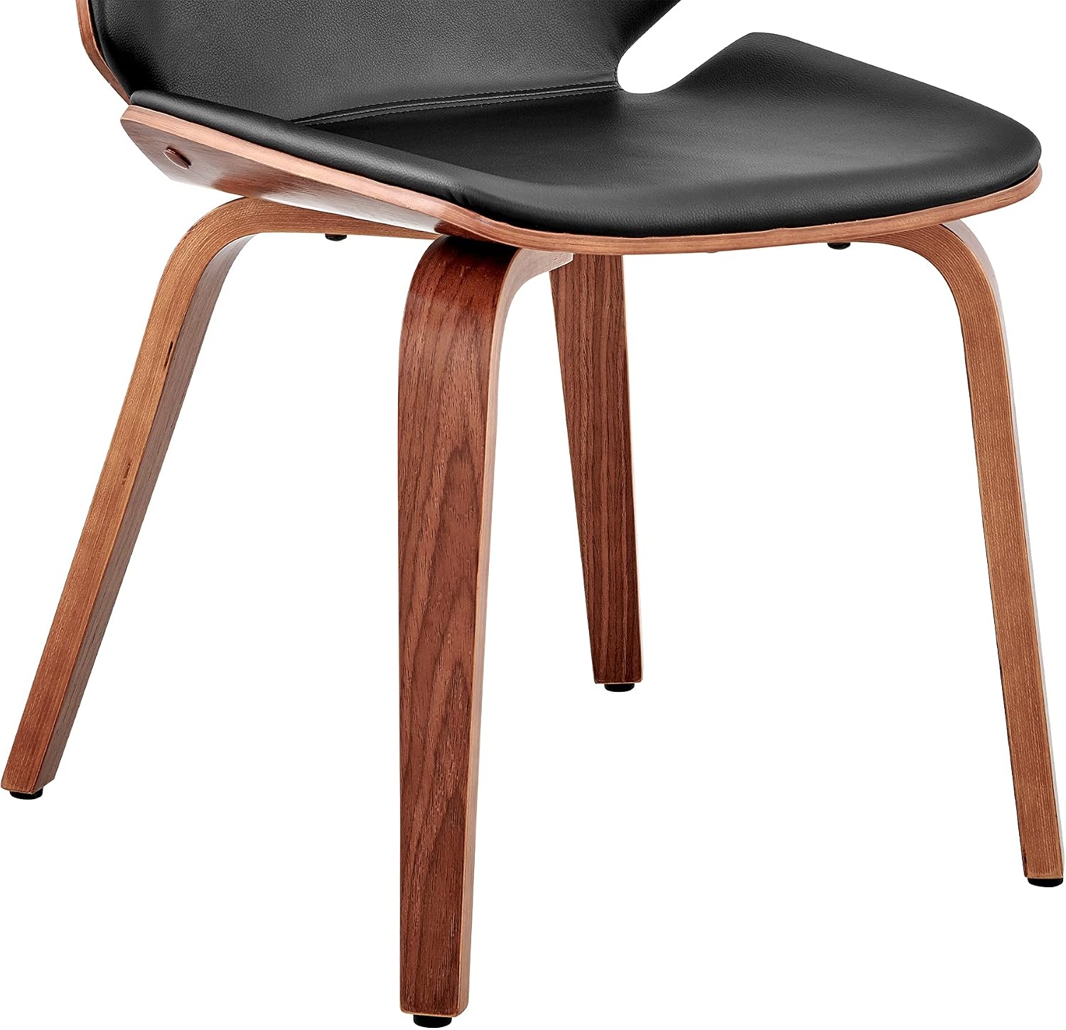 Armen Living Brinley Faux Leather Wood Dining Room Accent Chair, Black/Walnut 19 x 33 x 22