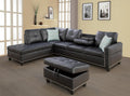 Wakefit Sectional Sofa Couch, Modern 4-Seaters Living Room Furniture Sets with Chaise Lounge, Ottoman & 2 Pillows | L Shape Couch | Cup Holder | Faux PU Leather, Black