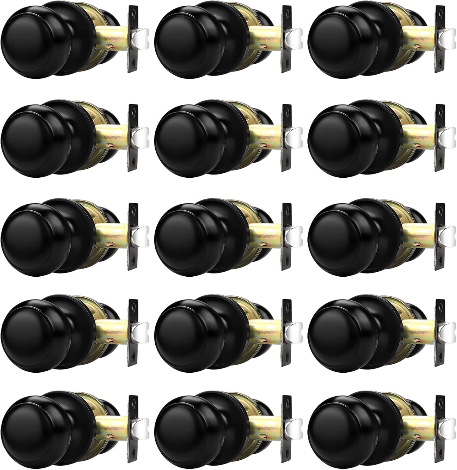 Probrico Interior Closet Door Knob, Black Door Knobs for Interior Doors, Hallway Passage Door Knob with Round Ball Knob, 15 Pack