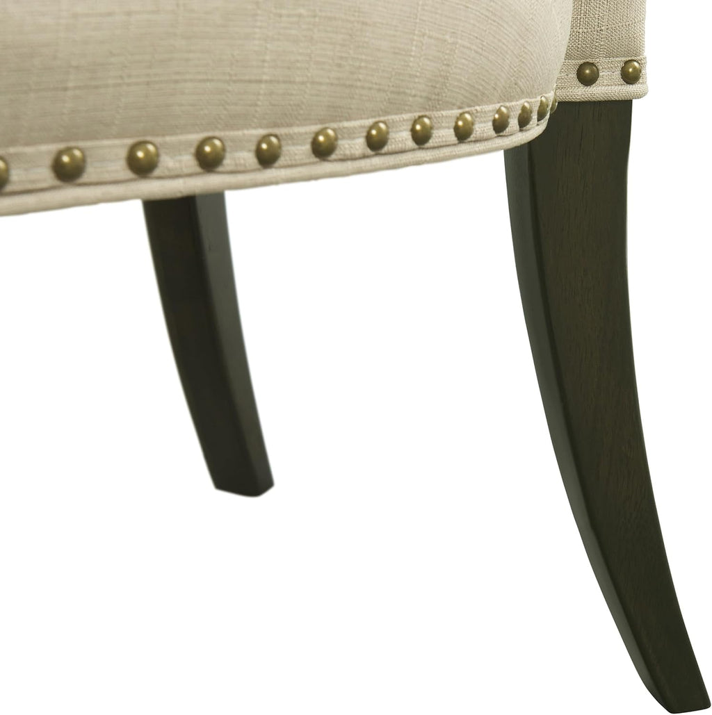 Savoy Upholstered Dining Chairs – Set of 2 Parsons Style Accent Chairs with Cream Linen Fabric, Nailhead Trim, and Dark Stained Legs – for Dining Room, Desk, or Sitting Area by Alaterre Furniture