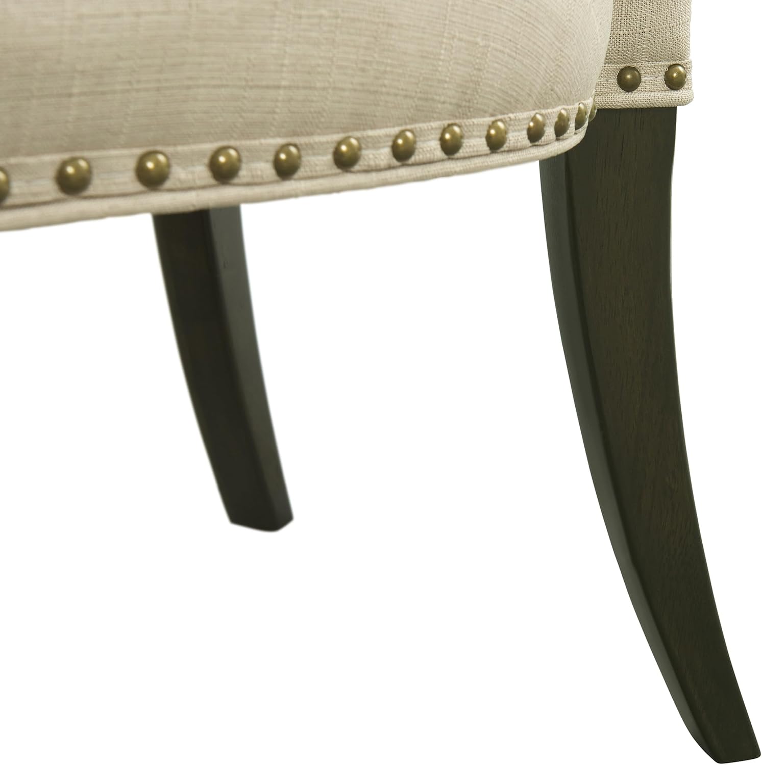 Savoy Upholstered Dining Chairs – Set of 2 Parsons Style Accent Chairs with Cream Linen Fabric, Nailhead Trim, and Dark Stained Legs – for Dining Room, Desk, or Sitting Area by Alaterre Furniture