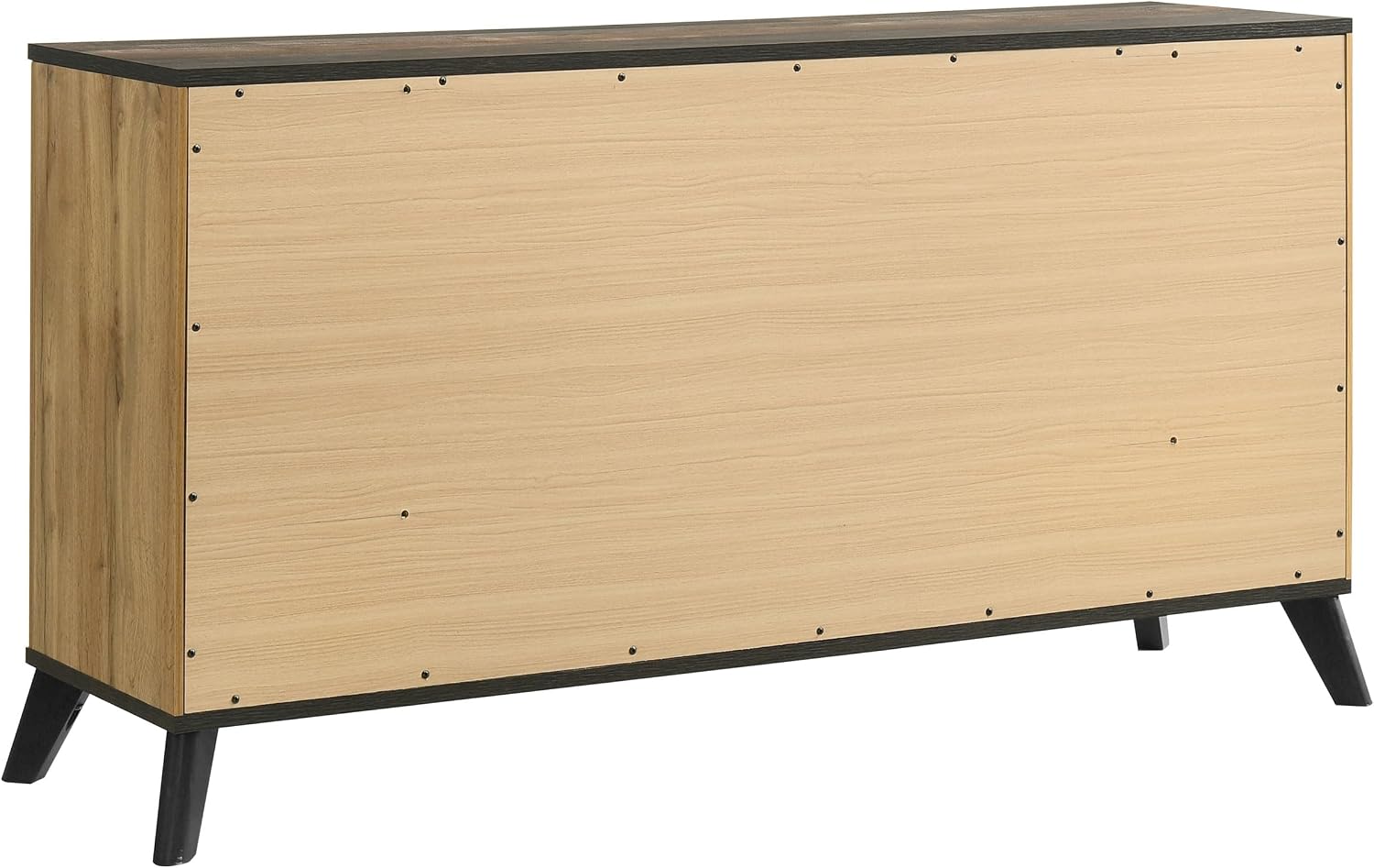 Coaster Home Furnishings - Kaywood - Engineered Wood - 6-Drawer Dresser with Mid-Century Modern Style, Two-Tone Design, Black Pull Handles, Weathered Brown Top Finish - Bedroom - Natural Pine - 225003