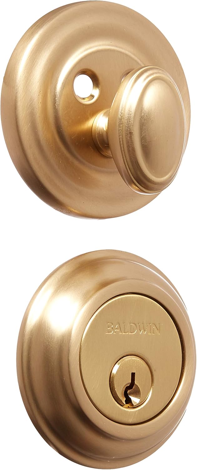 Baldwin 8231 Traditional Single Cylinder Deadbolt, Vintage Brass