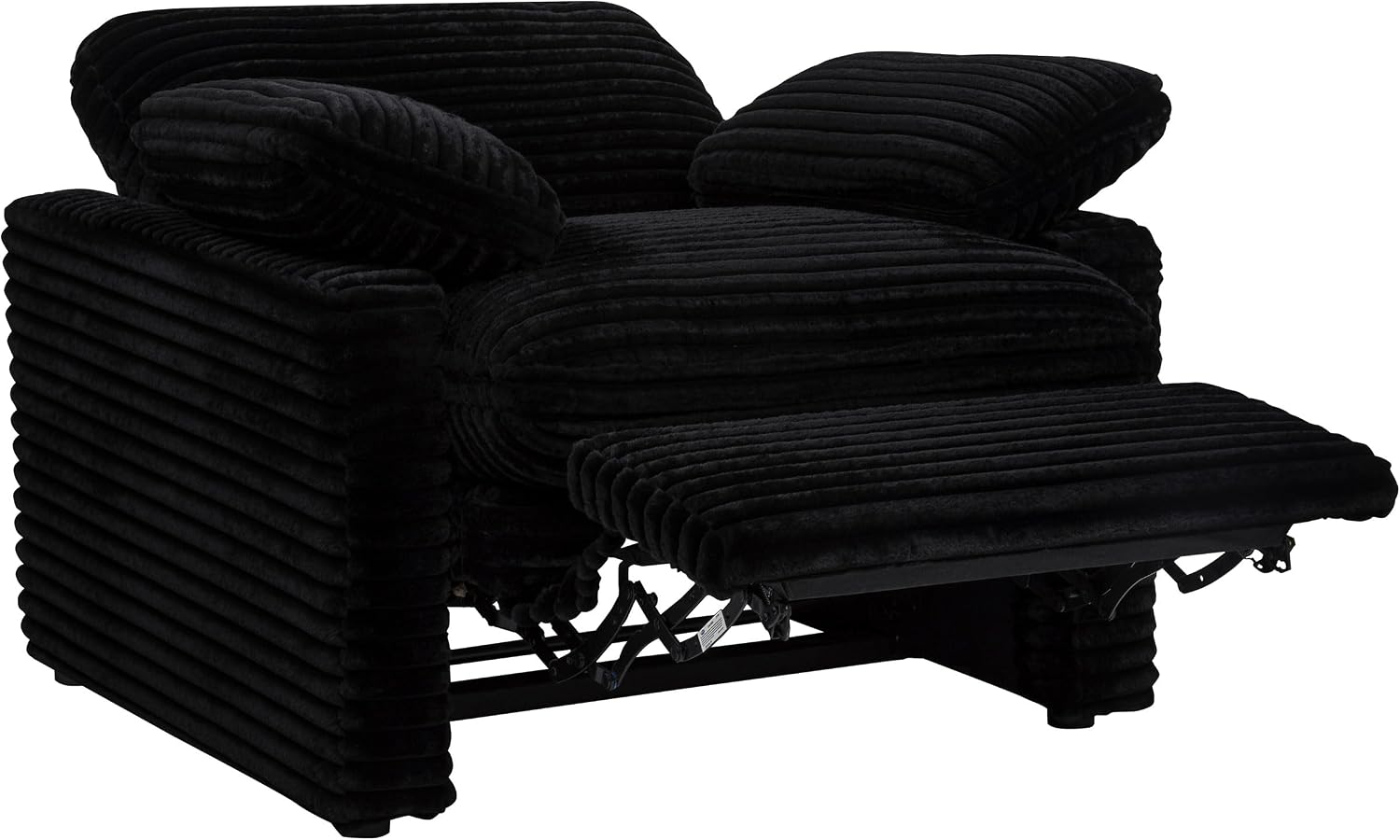 Coaster Home Furnishings - Collins - Wood and Fabric - Power Recliner with Horizontal Tufted Detail, Padded Arms, and Reversible Cushions - Living Room - Black - 610363P