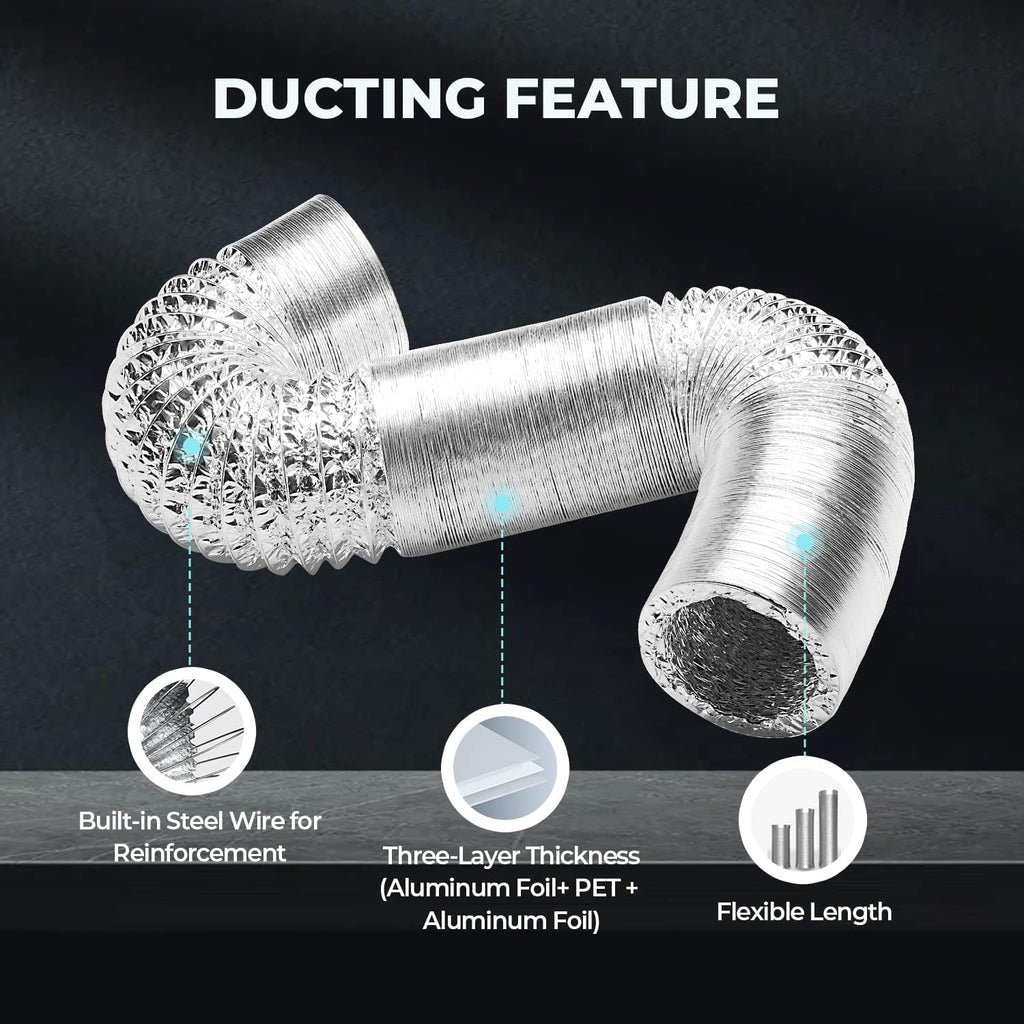 iPower 12-Pack 4 Inch 25 Feet Non-Insulated Flex Air Aluminum Ducting Dryer Vent Hose for HVAC Ventilation, Silver