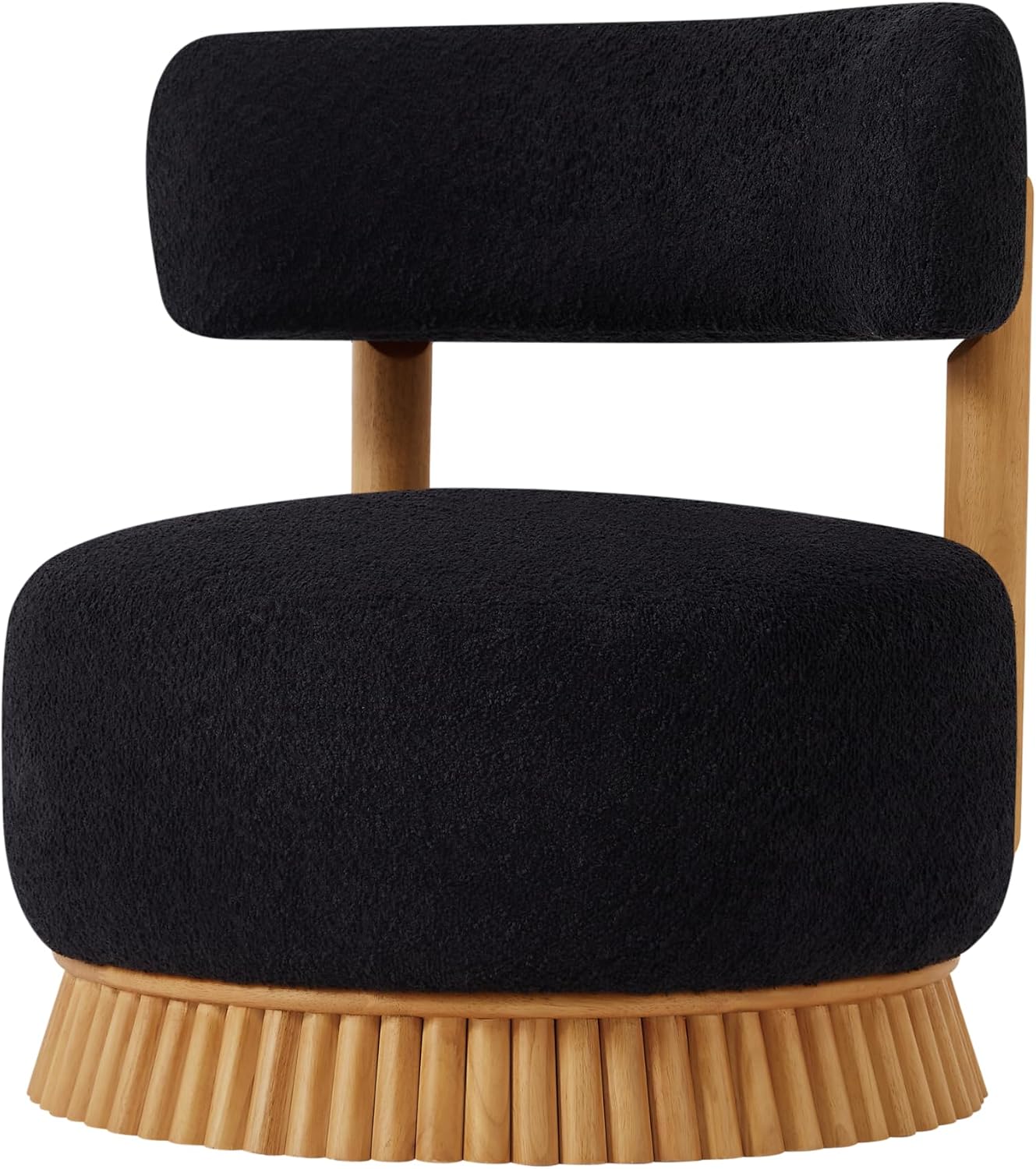Christopher Knight Home Eloise Modern Accent Chair Set of 2, Boucle Upholstered Lounge Chair Indoor with Wooden Frame, Comfy Reading Chair for Bedroom, Black+Natural