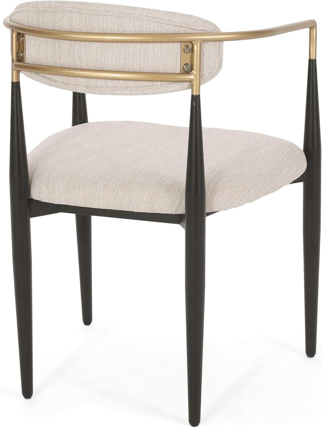 Christopher Knight Home Gertru Dining Chairs Set of 2, Stylish Upholstered Dining Room Chairs, Fabric Kitchen Chair with Gold Black Accent Iron Frame, Elegant Toothpick Design, Beige