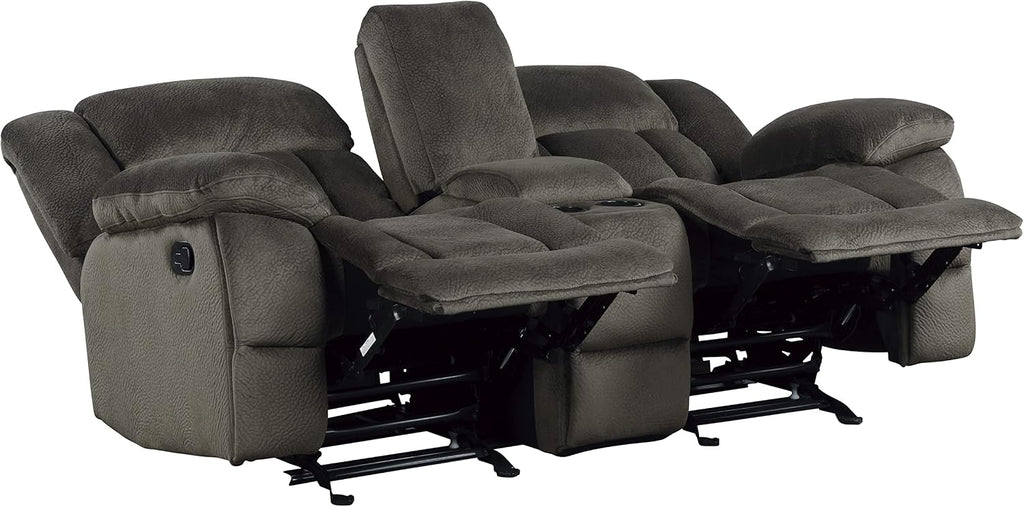 Lexicon Reclining Living Room Set, Manual Reclining Sofas, Couches for Living Room, Includes Reclining Sofa and Dual Glider Recliner Loveseat, 2-Piece Set, Chocolate