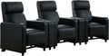 Coaster Home Furnishings - Toohey - Faux Leather - 5-piece Theater Seating with Consoles and Recliners with Tufted Backrests and Slim Track Armrests - Living Room, Home Theater - Black - 600181-S3A