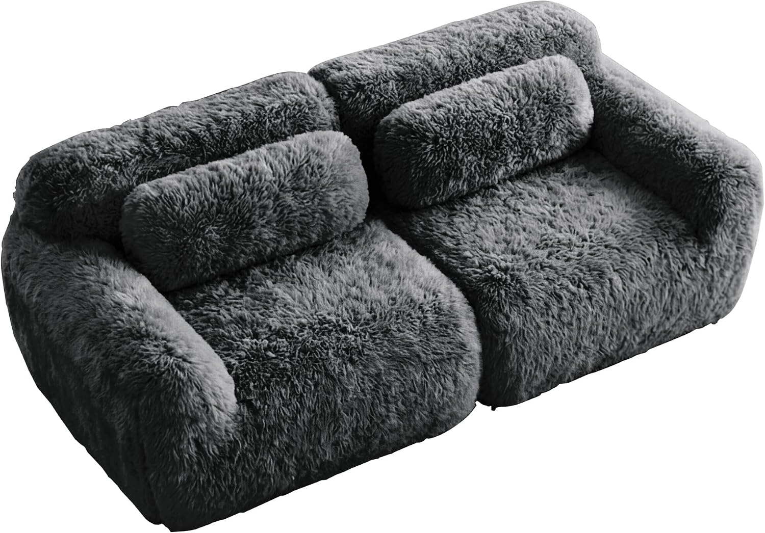 80-Inch Boneless Love Seat Couches in a Box, 2 Seat Modular Foam Cloud Sofa Floor Compressed Loveseat Couch W/Angle Armrests for Home Apartments Bedroom Living Room