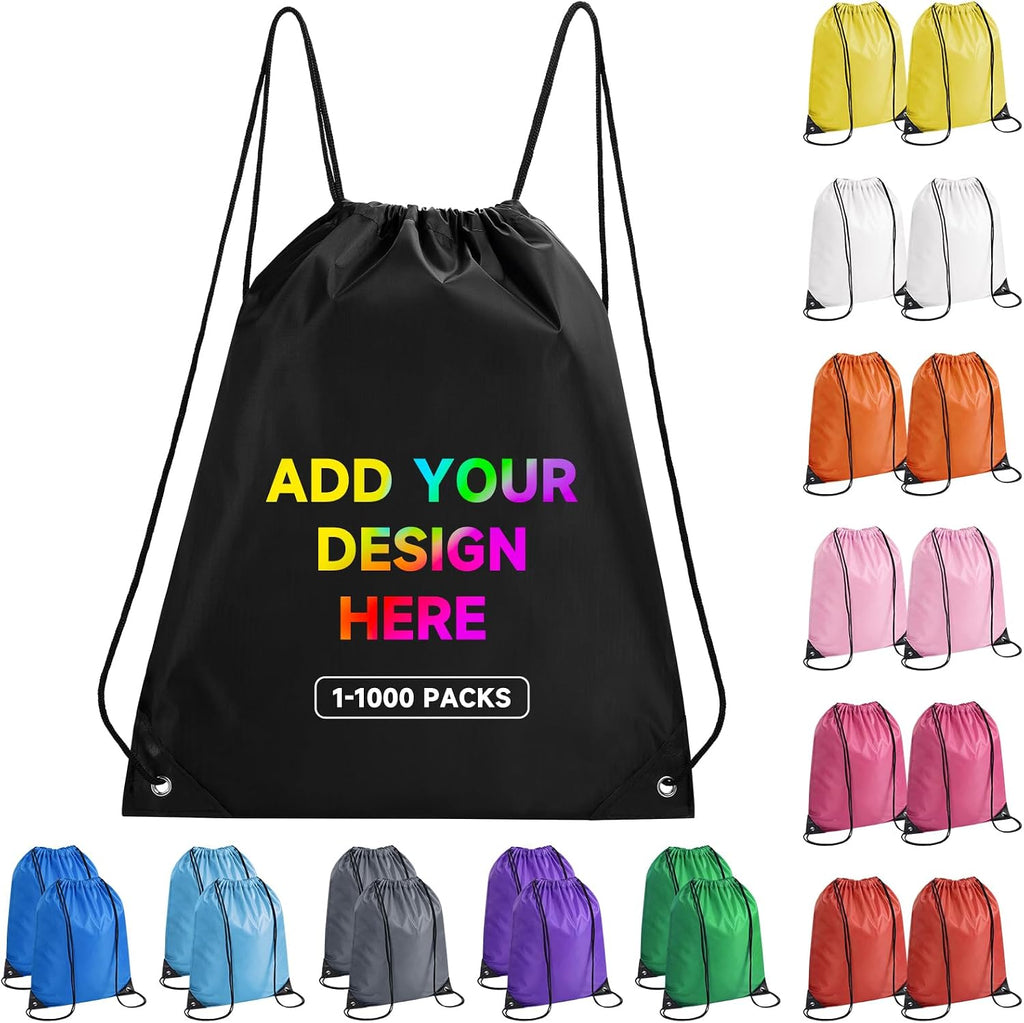 100 Pack Custom Drawstring Bags Bulk–Personalized LOGO/text Drawstring Backpack for Pet–Draw String Back Bag for Daily Use Business Activities(Black)
