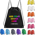 100 Pack Custom Drawstring Bags Bulk–Personalized LOGO/text Drawstring Backpack for Pet–Draw String Back Bag for Daily Use Business Activities(Black)
