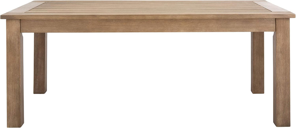 SAFAVIEH Couture Outdoor Patio Furniture Collection – Santa Cruz Coffee Table, Natural Eucalyptus Wood Slatted Top, Modern Outdoor Accent Table (CPT1016A)