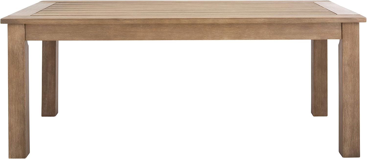 SAFAVIEH Couture Outdoor Patio Furniture Collection – Santa Cruz Coffee Table, Natural Eucalyptus Wood Slatted Top, Modern Outdoor Accent Table (CPT1016A)