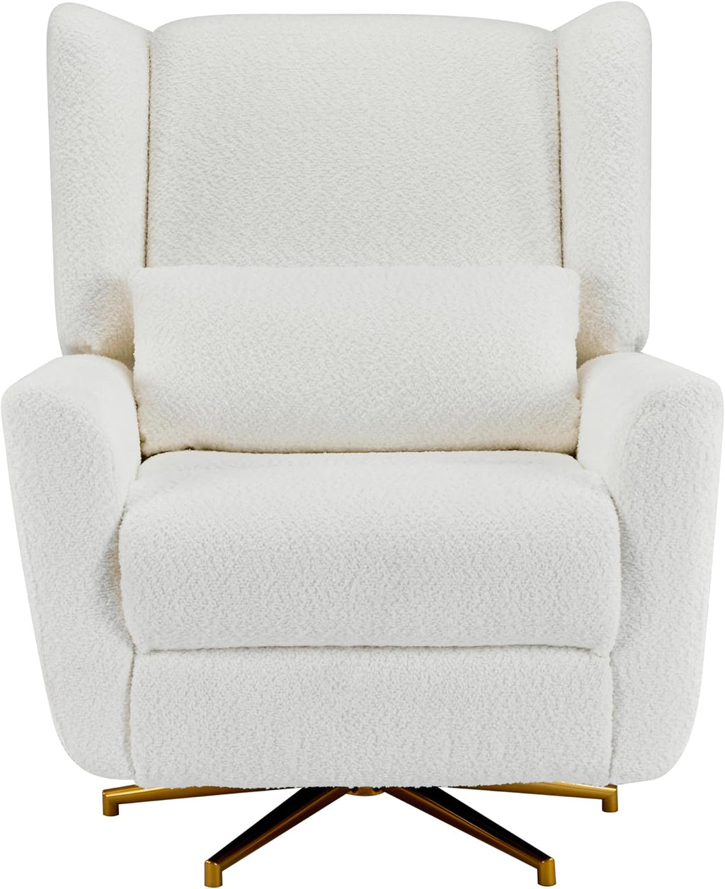 Christopher Knight Home Dolia Boucle Fabric Upholstered 360° Swivel Chair, Push-Back Power Recliner Chair, Iron Recliner Sofa with Rotation, Living Room Lounge Sofa, Adjustable Backrest, Beige+Gold