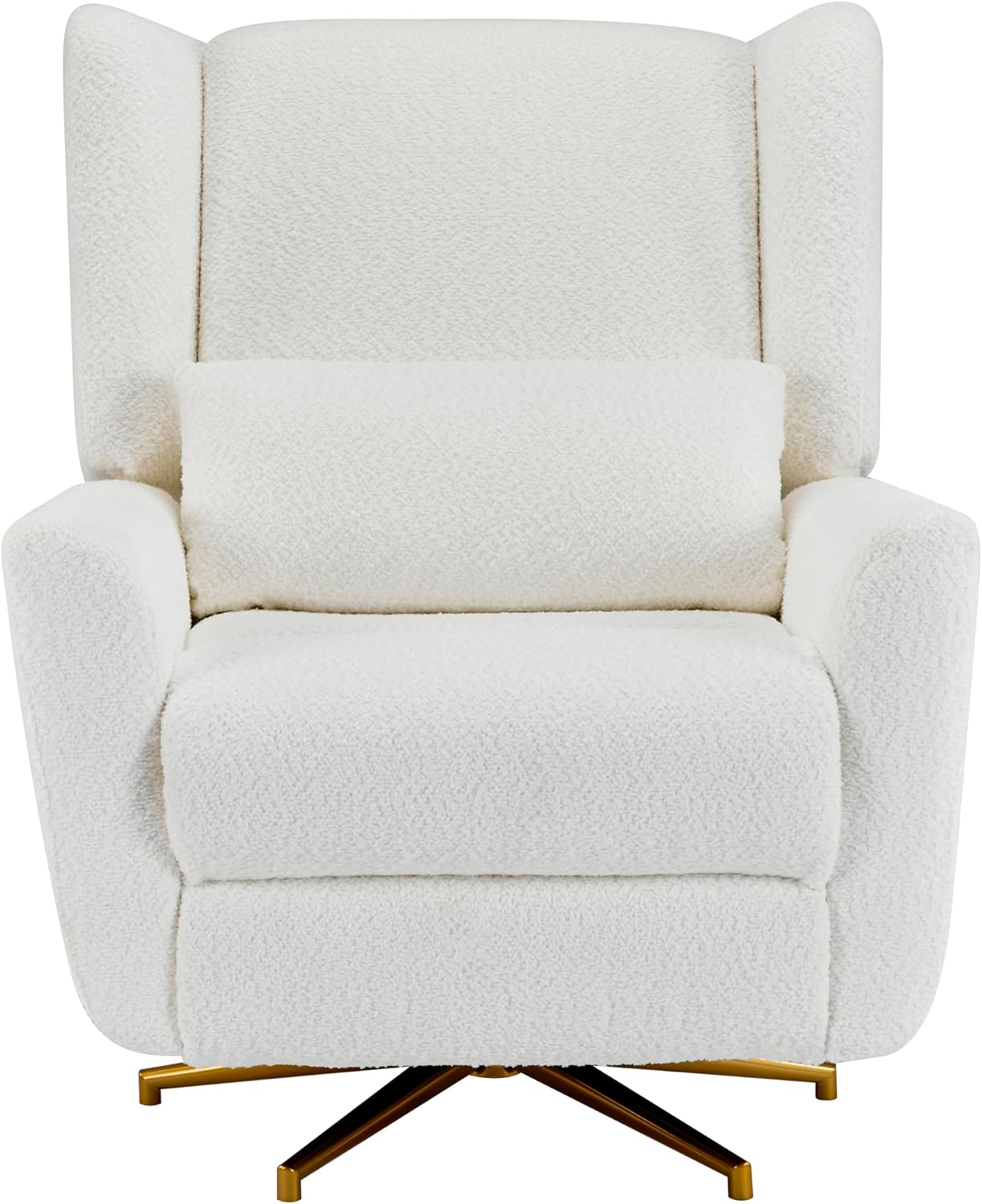 Christopher Knight Home Dolia Boucle Fabric Upholstered 360° Swivel Chair, Push-Back Power Recliner Chair, Iron Recliner Sofa with Rotation, Living Room Lounge Sofa, Adjustable Backrest, Beige+Gold
