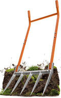 VASALAID Broadfork 5-Tine Broad Fork for Gardening Ergonomic U-Shaped Design Heavy Duty Broadfork Tool for Gardening Cultivating Farm Garden Digging Crushing Aerate Soil (Patent Pending)